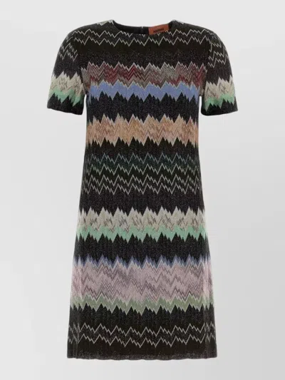 Missoni Viscose Blend Chevron Knit Dress In Black