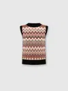 Missoni Viscose-blend Crewneck Vest With Chevron Insert In Black