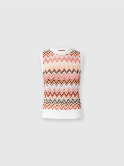 Missoni Viscose-blend Crewneck Vest With Chevron Insert In Multicoloured