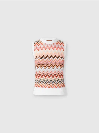 MISSONI VISCOSE-BLEND CREWNECK VEST WITH CHEVRON INSERT