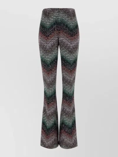 Missoni Viscose Blend Flared Trousers Elastic Waistband In Multi
