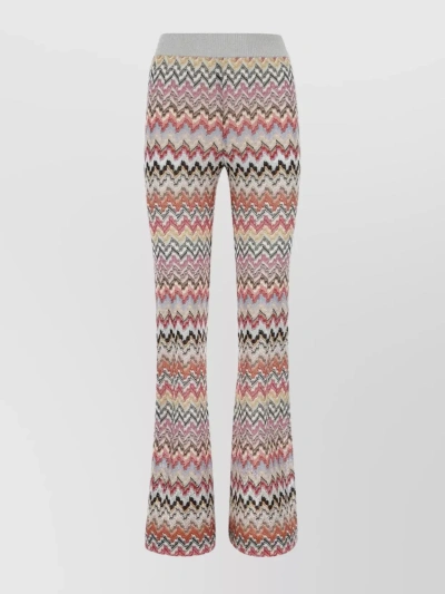 Missoni Zigzag-woven Flared Trousers In Pink