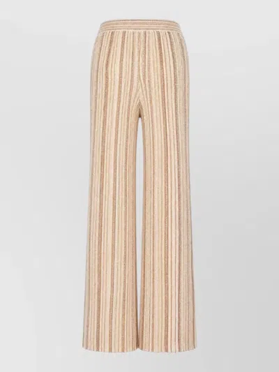 Missoni Viscose Blend High Waist Striped Pants In Brown