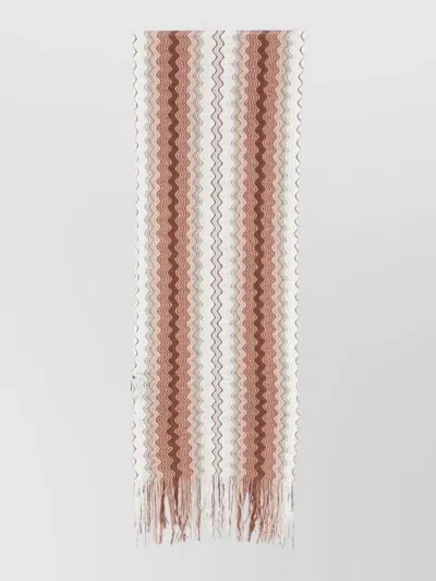 Missoni Viscose Blend Scarf Zigzag Fringe In Multi