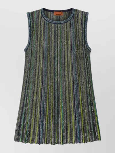 Missoni Viscose Blend Sleeveless Pleated Dress In Multi