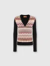 Missoni Viscose-blend Sweaters With Chevron Insert And V-neck In Black