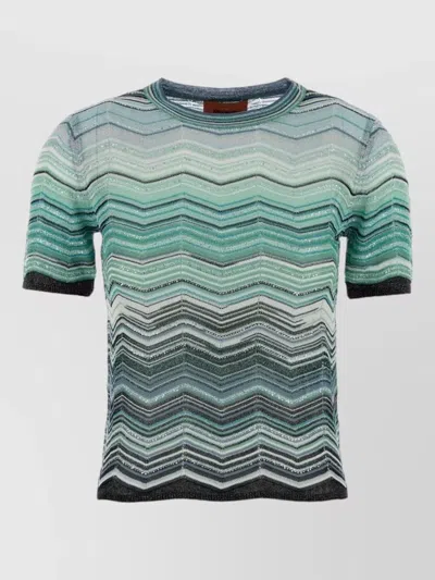 Missoni Viscose Blend T Shirt Chevron Embroidery In Multi