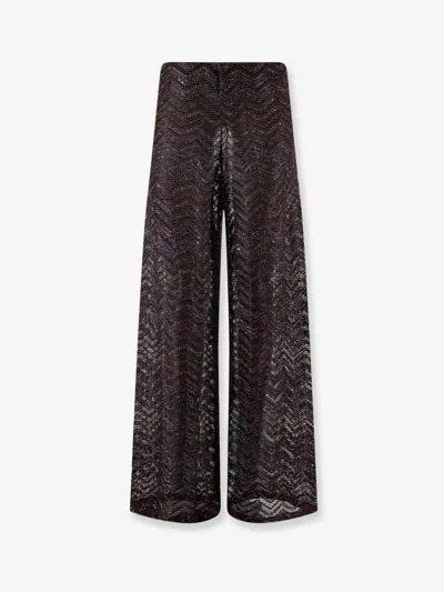 Missoni Viscose Blend Trousers With Chevron Pattern In Multi
