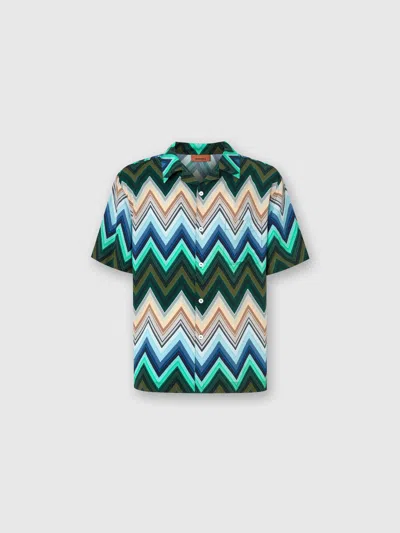 MISSONI BOWLINGHEMD AUS VISKOSE MIT MAKRO-ZICKZACK UND BRUSTTASCHE