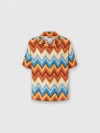 Missoni Viscose Bowling Shirt With Macro Zigzag And Breast Pocket In Orange