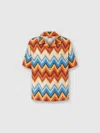 Missoni Viscose Bowling Shirt With Macro Zigzag And Breast Pocket In Orange