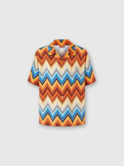 MISSONI BOWLINGHEMD AUS VISKOSE MIT MAKRO-ZICKZACK UND BRUSTTASCHE