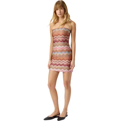 Missoni Viscose Chevron Snake-pattern Mini Dress In Brown