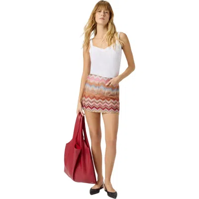 Missoni Viscose Chevron Snake-pattern Mini Skirt In White
