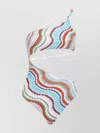Missoni Multicolor Wave Asymmetric Cutout One-piece Swimsuit In Blue