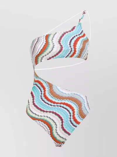 MISSONI VISCOSE CROCHET ONE-SHOULDER SWIMSUIT