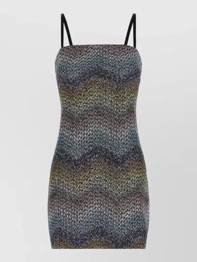 Missoni Viscose Dress Fitted Silhouette Mini Straps In Multi