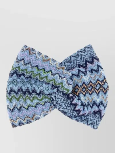 Missoni Viscose Hairband Knit Texture Twisted Design In Gray
