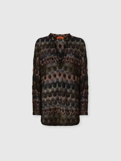 Missoni Viscose Lamé Blouse With Arabesque Motif In Black