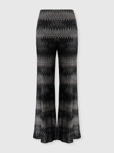 Missoni Viscose Lamé Chevron Palazzo Trousers In Black