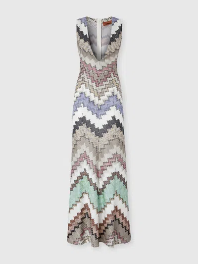 Missoni Striped Metallic Crochet-knit Maxi Dress In Multi