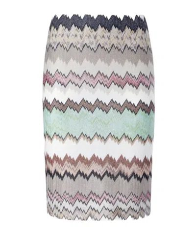 Missoni Viscose Lame Midi Skirt With Slit In Multi