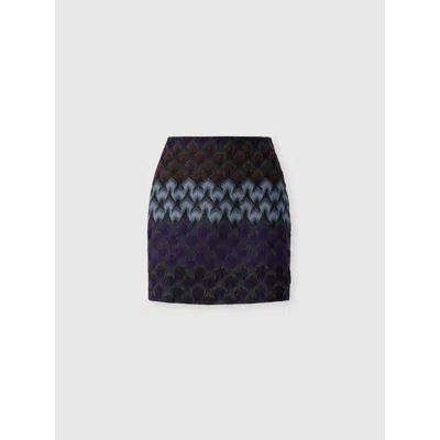 Missoni Viscose Lamé Mini Skirt With Lace Motif In Blue
