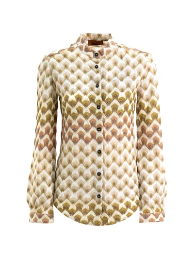 Missoni Viscose Lamé Shirt With Lace Motif In Multi
