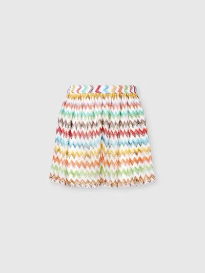 Missoni Viscose Lamé Shorts With Micro Zigzag In Multi