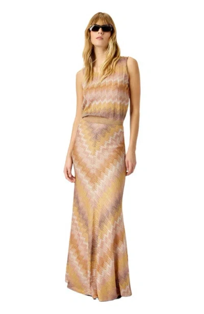 Missoni Viscose Lamé Snake-pattern Long Skirt In Neutral