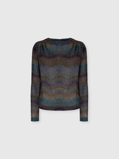 Missoni Viscose Lamé Sweater With Wave Motif In Multicoloured