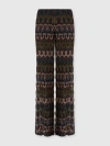 Missoni Womens Dark Brown Geometric-print Lamé Metallic-knit Trousers In Black