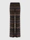Missoni Womens Dark Brown Geometric-print Lamé Metallic-knit Trousers In Multi