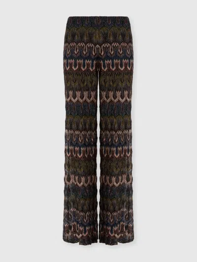 MISSONI Viscose Lamé Trousers with Arabesque Motif