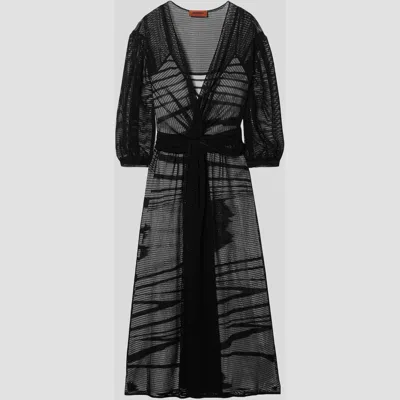 Pre-owned Missoni Viscose Midi Dress 42 In Black