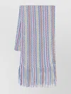 Missoni Viscose Scarf Fringed Edge Artisanal Nature In Blue