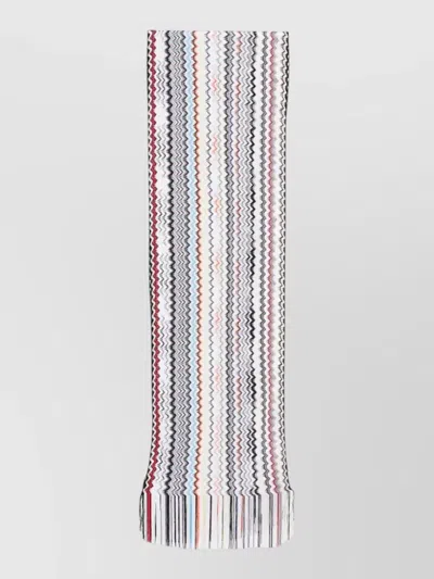 Missoni Viscose Scarf Zigzag Pattern Fringe Detail In Multi