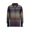 Missoni Womens Blue Tones On Dark Base Chevron Long-sleeves Woven Shirt In Multi