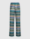 Missoni Straight Pants With Offset Zig Zag In Blue & Multicoloured