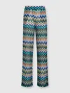 Missoni Straight Pants With Offset Zig Zag In Blue,multicoloured