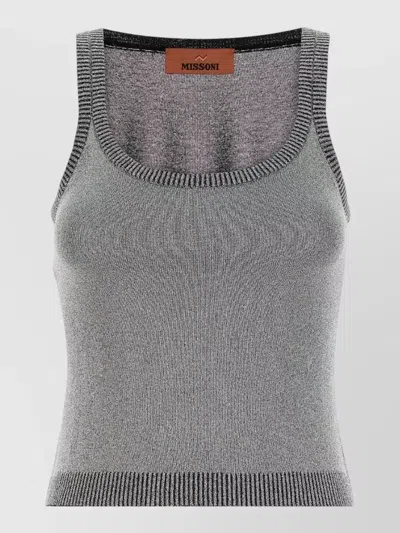 Missoni Viscose Tank Top Knit Texture In Gray