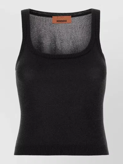 Missoni Viscose Tank Top Scoop Neck Sleeveless In Black