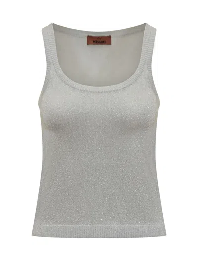 Missoni Viscose Tank Top With Metalized Filaments In Silver