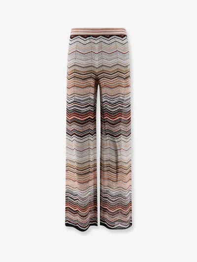Missoni Viscose Trousers With Laminated Chevron Pattern In Multi