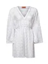 Missoni Viscose Zig Zag Lamé Cover-up Dress With Wide Sleeves In White