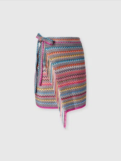 Missoni Viscose Blend Cover-up Sarong With Zig Zag Pattern In Multi