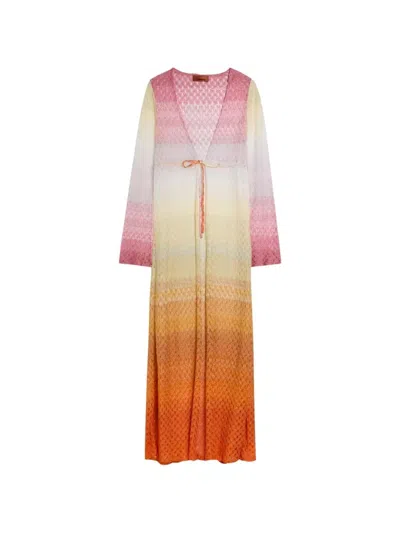 Missoni V-neck Cover-up With Tie In Multi