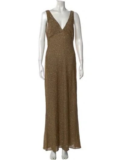 Pre-owned Missoni V-neck Long Dress In Gold