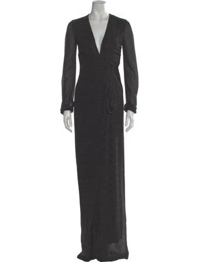 Pre-owned Missoni V-neck Long Dress In Gray