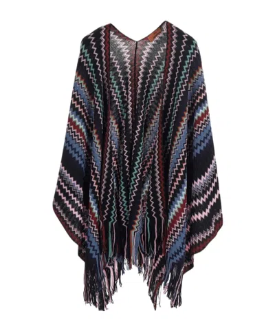 Missoni V-neck Long-sleeve Knit Wrap In Brown